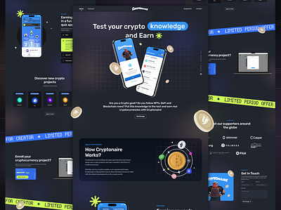 PRJKT Cryptonaire bitcoin branding crypto cryptochefs dark design system gradient illus illustration landing page pepper coin quiz spicyfi uiux ux web3 website design