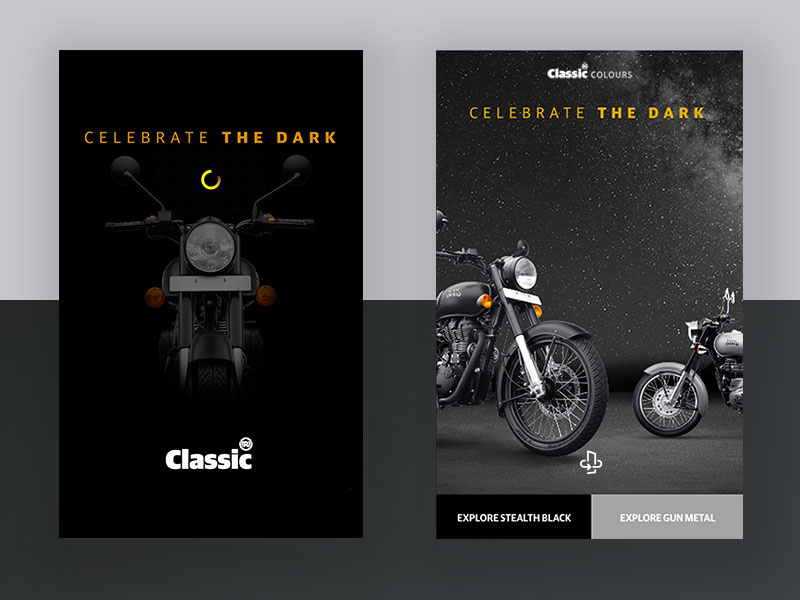 Motorcycle Landing Page vintage motorcycle royalenfield classic uitrends ux ui black matte interface minimal