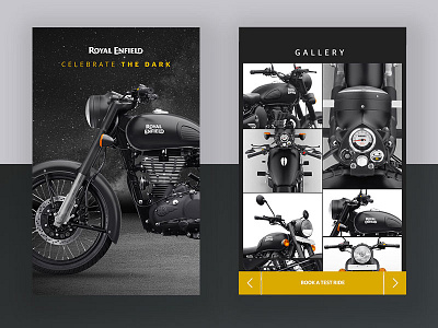 Motorcycle Gallery Page automobile black blackandwhite classic matte minimal motorcycle royalenfield ui uitrends ux vintage