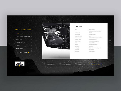 Motorcycle Specification Page automobile bike black blackandwhite classic matte minimal motorcycle royalenfield ui ux vintage