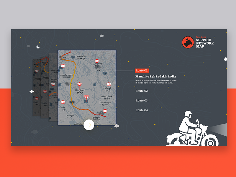 Service Network Map - Royal Enfield royalenfield rider ride sky illustration motorcycle minimal ux ui