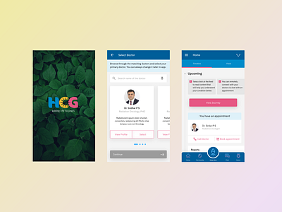 HCG Healthcare App cancer doctors health app healthcare hospital minimal patient profile treatment ui