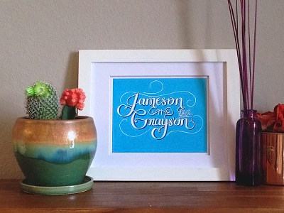 Jameson and Grayson gauche hand lettering lettering names painting typography