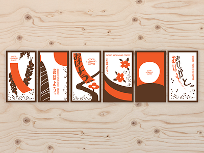 Good Morning Coffee - Hanafuda Cup Designs branding coffee cup graphicdesign hanafuda playing cards icondesign identitydesign illustration type typography vector
