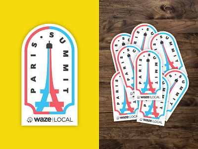 Waze - Paris Summit illustration minimalism shapes shirtdesign stickerdesign typography waze