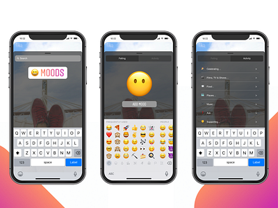 INSTA MOODS emoji feeds instagram moods reaction stories ui ux