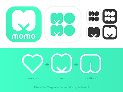 MOMO - Educação sexual app app design brasil brazil education heart letter logo sex education ux uxui