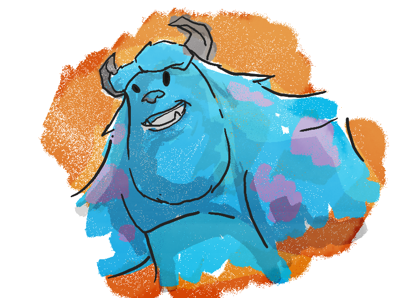 "I repeat, this is only a test" sulley brushes photoshop pixar