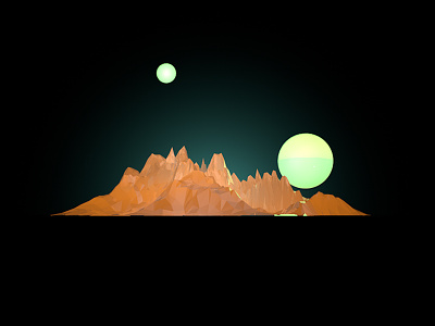 Two Moons c4d glow moon mountain