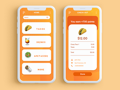 Taco App app checkout design food app fun mobile ui ux