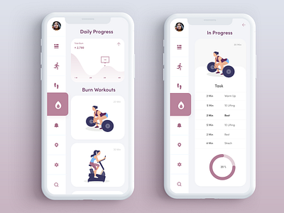 Workout App animation app design fun illustration interactive design minimal mobile ui workout workout app