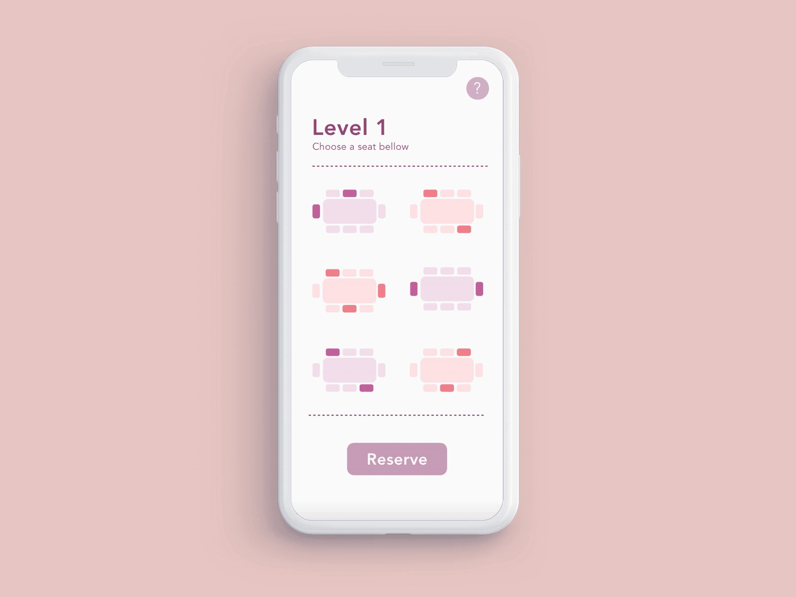 Seats Planner animation app design fun minimal mobile ui ux