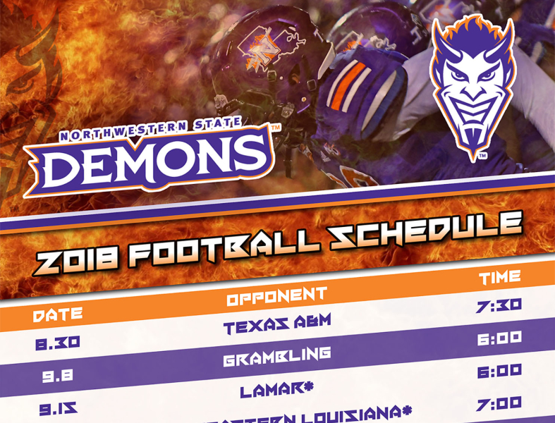 Northwestern State University 2018 Football Schedule Poster by Billy