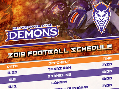Northwestern State University 2018 Football Schedule Poster