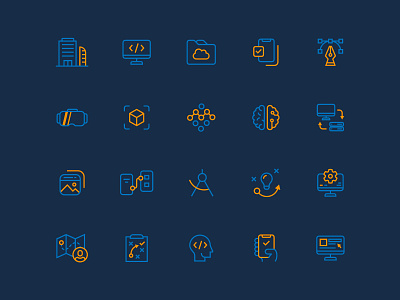 Clevyr Iconography blue custom design graphic design icon icon set icons icons design iconset illustration orange vector