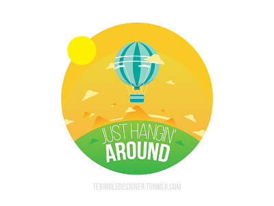 Just Hanging Around Iconography air balloon air balloon icon flat flat design flat illustration icon illustration landscape mountains relax round icon vector