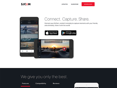 SJCAM Phone App Microsite Concept app clean ios marketing microsite minimal product sjcam ui ux web website