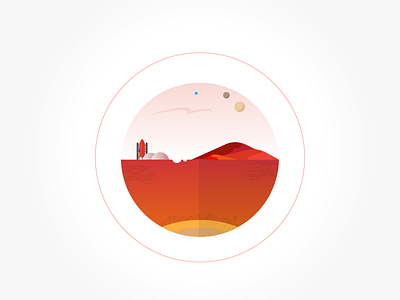 Daily Icon no. 4 (Planet Mars) daily design dome flat graphic icon illustration landscape mars martian planet under the dome