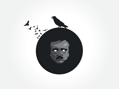 Daily Icon no. 5 –– Happy Birthday Edgar Allan Poe birthday black daily design edgar allan poe flat graphic icon raven