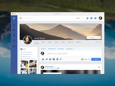 Facebook Lite (MacOS App) – Profile Page