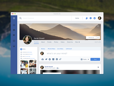 Facebook Lite (MacOS App) – Profile Page app apple desktop desktop app facebook fb fb lite freebie macos sketchapp ui ux