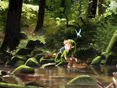 Link (Legend of Zelda) acrylic art gaming illustration legend of zelda link paint