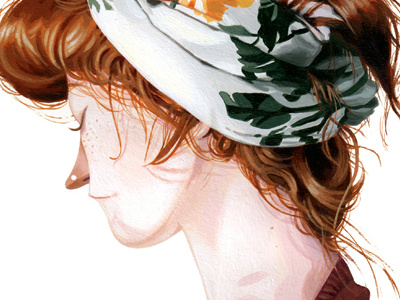 Redhead acrylic art fashion illustration paint redhed