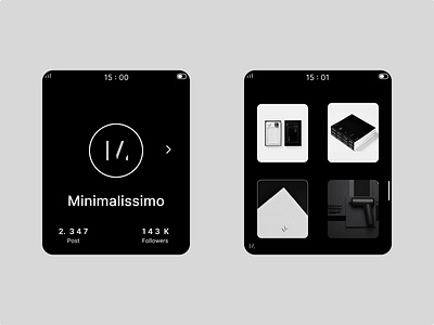 Minimal Instagram App Concept for Apple Watch app app design apple watch black theme branding dark mode dark ui essential icons instagram instagram app less is more minimal app minimalist logo design minimalistic social media design ui uidesign