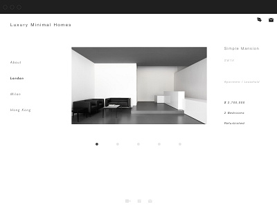 Luxury Minimal Homes. essential icons home page luxurious luxury brand luxury design minimal minimalism minimalistic onepage real estate real estate website white background whitespace
