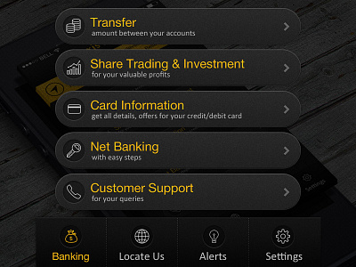 Banking App UI menu elements detail banking design ios iphone mobile