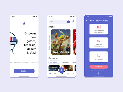 Game Discovery & Streaming App app design flat game gaming graphic design ios mobile product design sketch sketchapp streaming ui user experience ux