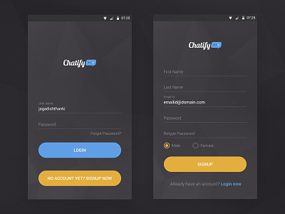 Simple Login Signup for Android Dark Theme