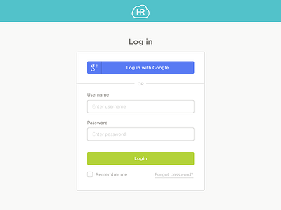 HRCloud Login app bright clean form interface login minimal social ui web