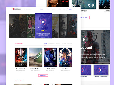 Movie / TV Shows UI Concept colorful concept minimal movie ui ux web web design