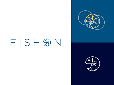 FISHON - Fish Shop Logo blue deepblue fish fish logo line art logo lineart logo logo design logotype sea wordmark