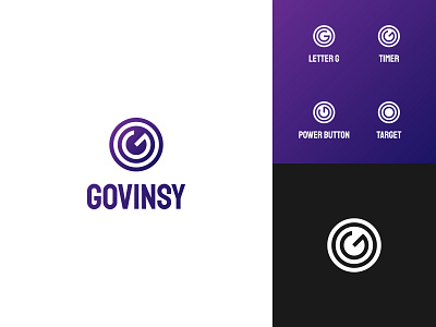 GOVINSY - Statistics & Information System app logo black brand identity gradient lettermark logo logo design logodesign logos logotype purple