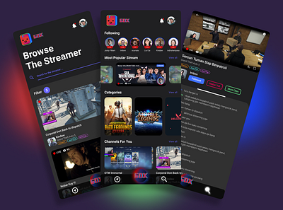 Streaming app (GOX redesign) app branding design ui ux