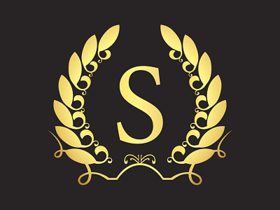 Luxury S Logo Template with Luxurious Golden monogram crest. art calligraphic crown decorative floral hotel letter minimal modern ornate s signs