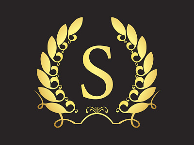 Luxury S Logo Template with Luxurious Golden monogram crest.