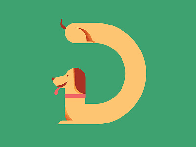 D is for Dachshund 36daysoftype d dachshund dog green illustration letter lettering puppy type wiener