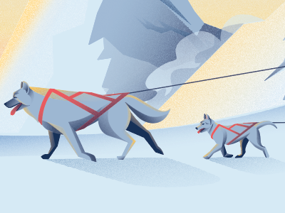 Husky illustration 2 design dog dogs gradients husky illustration puppies puppy ski sled sledding snow