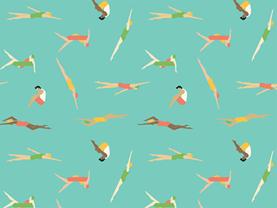 Swimmers pattern design event illustration pattern retro swimmers swimming vector vintage
