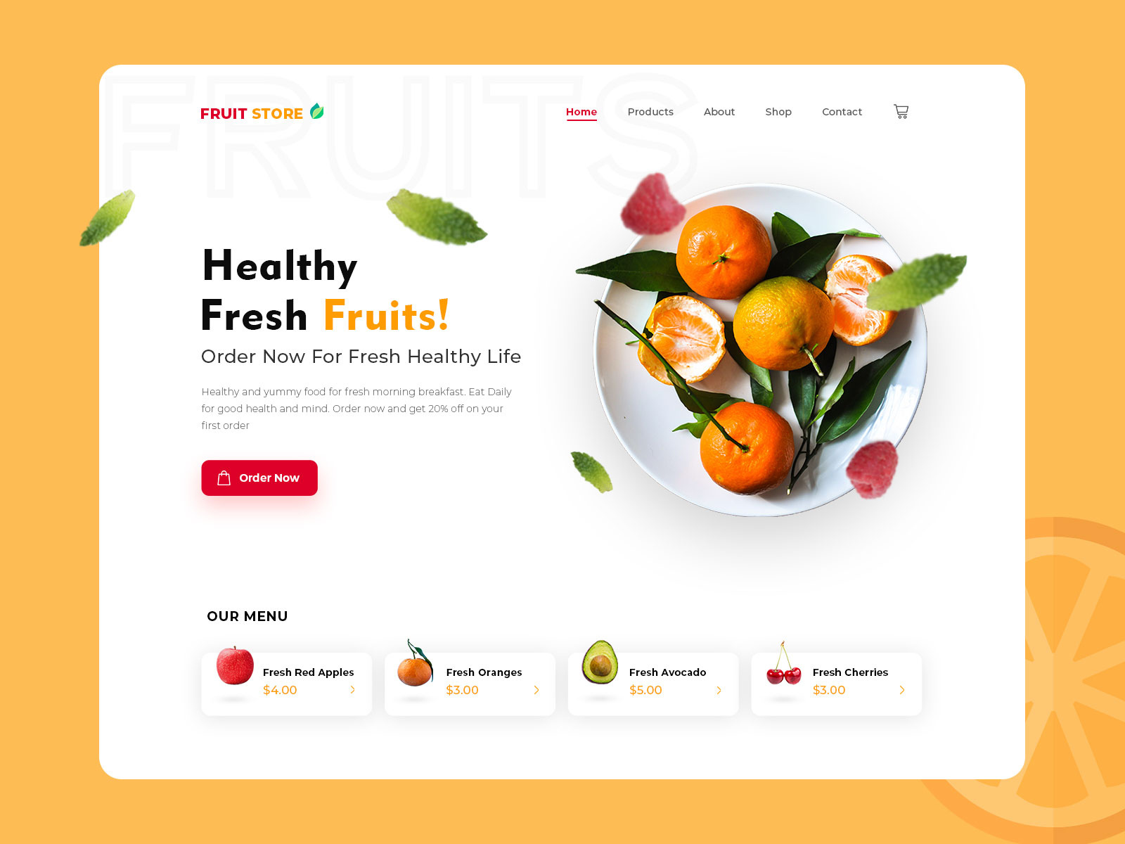 Fruit Landing Page by Nidhi Pujara on Dribbble