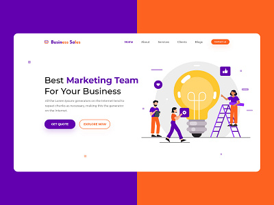 Marketing Agency Landing Page animation design flat illustrator typography ui uidesign uiux ux vector web webdesign website