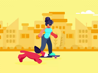 Skateboard Rider animated animated gif animation animation 2d animation after effects animator character animation dog dog illustration loop animation motion design motiongraphics quadruped run skate skateboard skateboarding