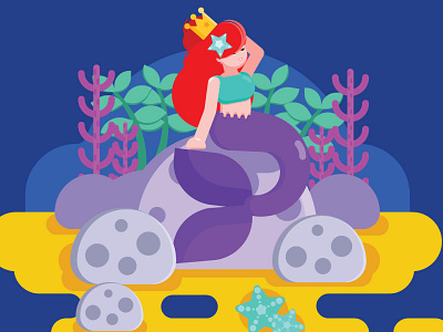 Mermaid Flat Style Illustration