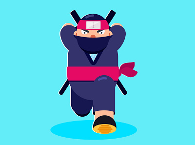 Modern mascot flat design simple minimalist cute ninja mom dad