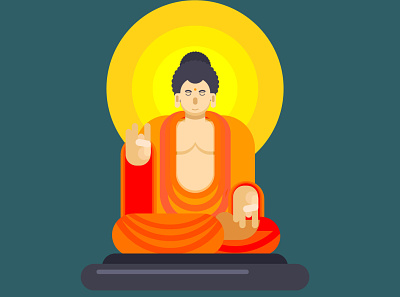 Gautam Buddha Illustration buddha buddhism buddhist characterdesign fanart flatdesign flatstyle graphicdesign illustration