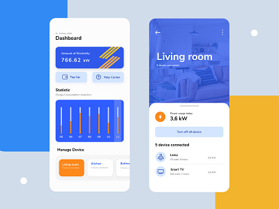 Energy Consume Monitoring App app branding design electricity flat minimal smarthome ui ux