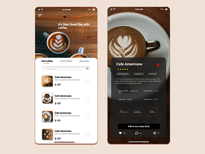 Cafe Coffee app app design branding card coffee bean creative design dailyui design layoutdesign online app online store passionate photoshop recipes typography ui ux website